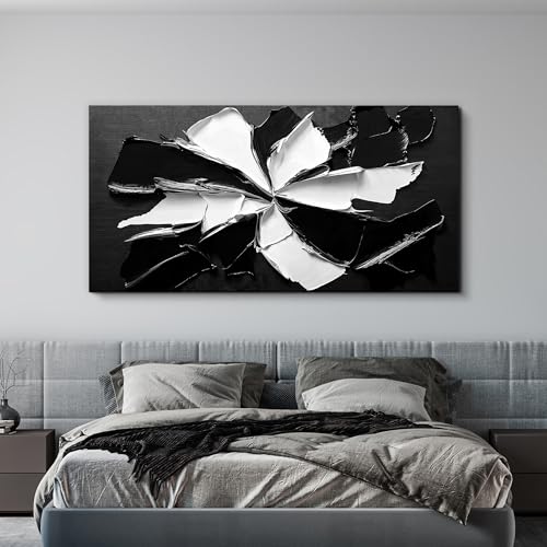 Abstract Wall Art Decor Modern Large Wall Art for Living Room Abstract Canvas Art Wall Decor Oversized Black and White Wall Art Prints Flowers Artwork for Walls Office Home Decorations 35" X 70"