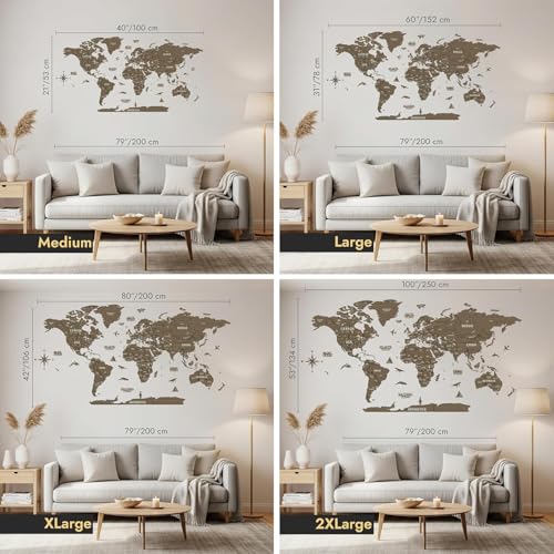 Multilayer 3D Wooden World Map