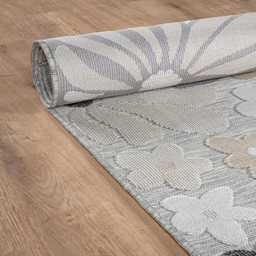 Outdoor Rug 9x12 Large Modern Floral Tropical Area Rugs for Outdoor and Indoor Patio Easy to Clean Non Shedding Living Room Porch Garden Washable Outside Carpet (108 Sq Ft)