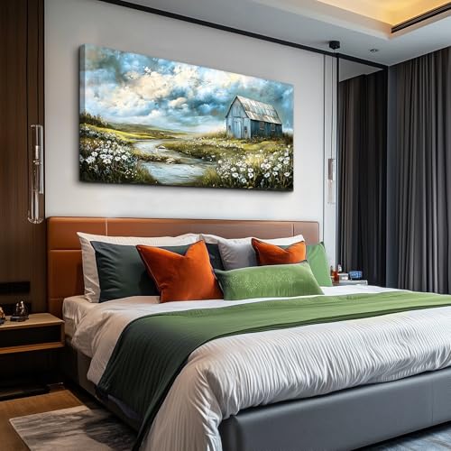 Large Canvas Wall Decor For Living Room Wall Art For Bedroom Field Scenery Flower Watercolour Painting Office Restaurant Mural Printing Artwork Picture Ready To Hang Home Decor 30x60 In