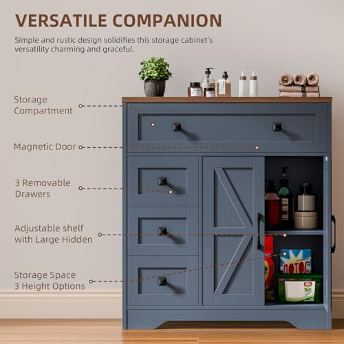 Farmhouse Storage Cabinet with 2 Doors and 4 Drawers