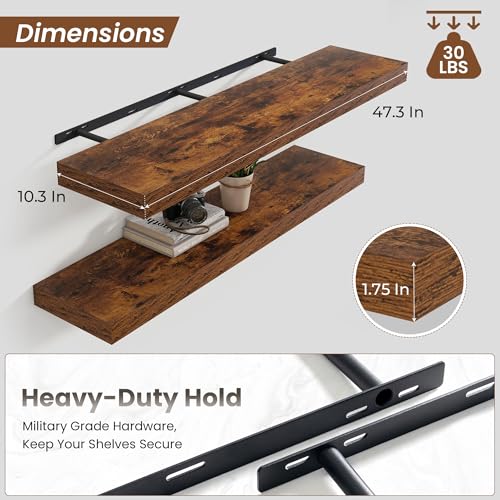 Floating Shelves 47.2" W x 10.3" D Rustic Brown Set of 1