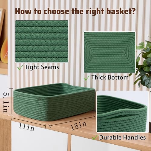Large Shallow Organizing Baskets 15x11x5.1 Inches (4 Count)