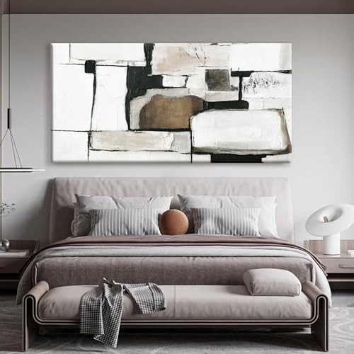 Large Abstract Wall Art For Living Room Decor Grunge Room Decor Art Canvas Art Wall Decor 29" X 58" Painting Brown Grey Wall Art Line Art For Bedroom Home Office Dining Room Artwork