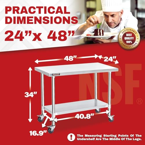 24x48 NSF Stainless Steel Cart Work Table