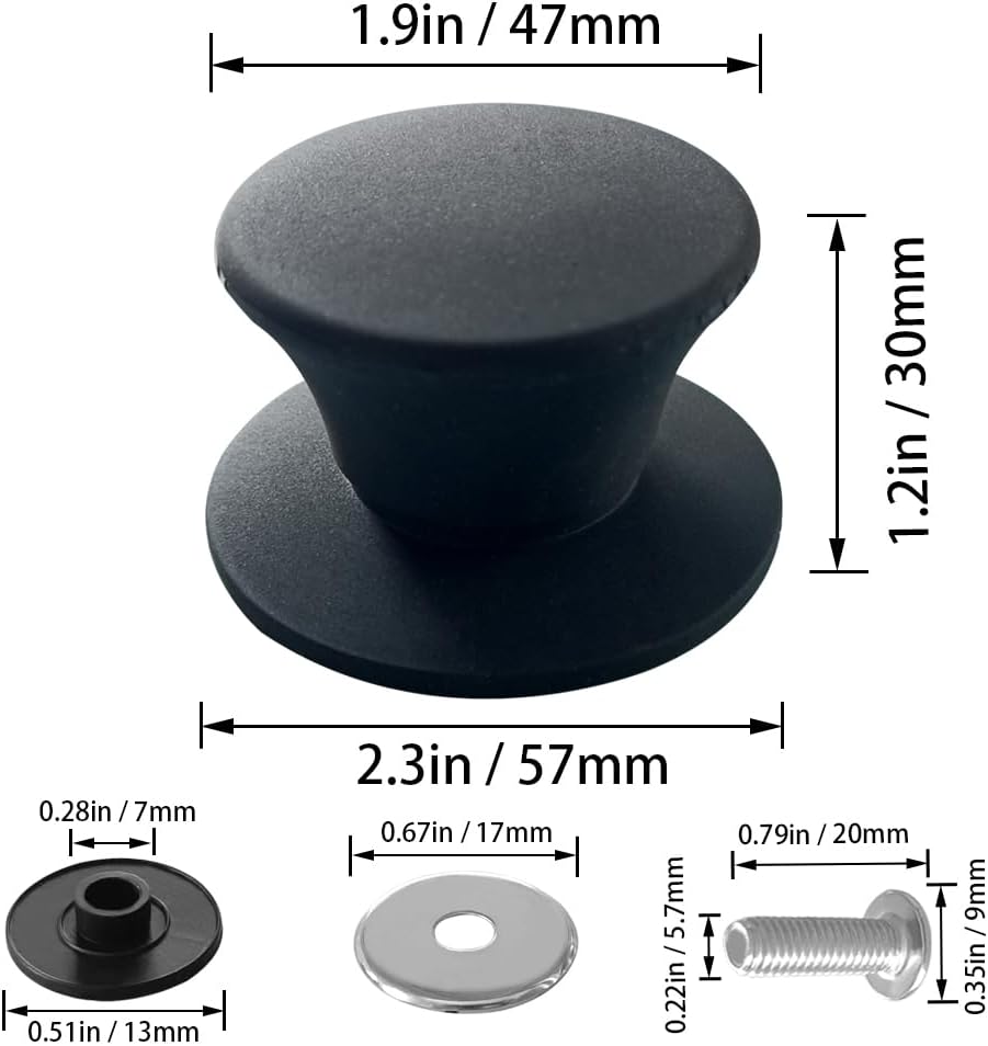 JoyTube Universal Pot Pan Lids Replacement Knob, Silicone Heat Resistant Pan Cover Holding Handles BPA Free Dishwasher Safe Fits Skillets and Kitchen Cookware (Pack of Two-Black)