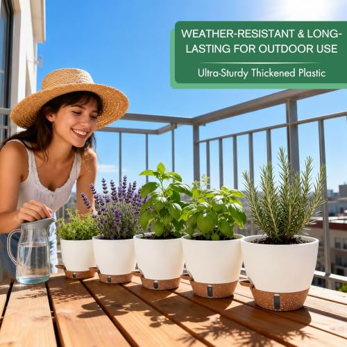 5 Pack Self Watering Flower Pots for Indoor Plants (5 Count)
