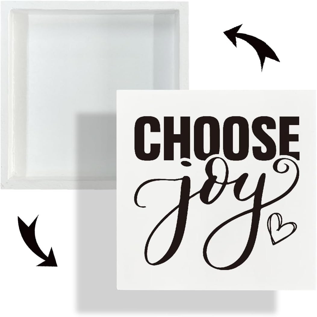 Inspirational Sign, Decorative Wooden Plaques, Rustic Farmhouse Home Decor, Shelf Decoration, Box Signs Decor Tabletop, Office Desk Decoration, Choose Joy Sign 5×5×1.2inches
