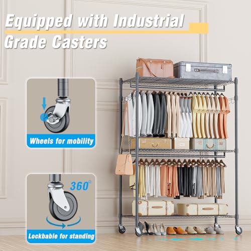 Heavy Duty Rolling Clothing Rack