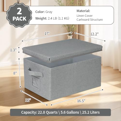 Storage Bins With Lids Closet Organizer Cabinet Box For Clothes (2 Count)
