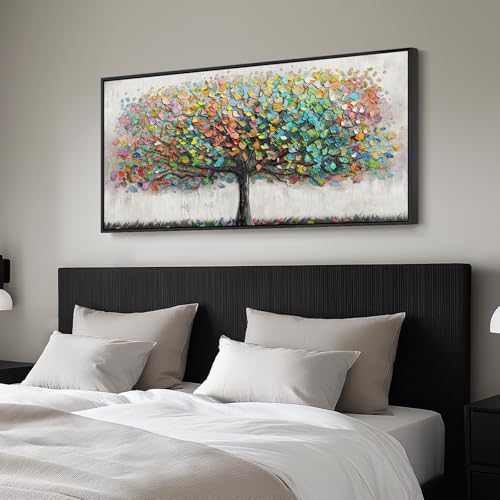 Large Framed Tree of Life Colorful Wall Art