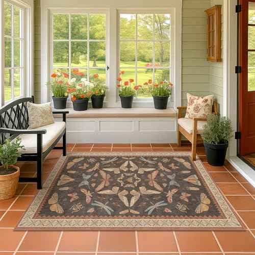 Brown Washable Area Rug for Living Room (24 Sq Ft)