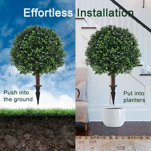2 Pack UV Resistant Artificial Boxwood Plants Outdoor Topiary (2 Count)