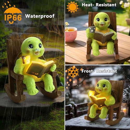 Solar Garden Turtle Statues with Lights
