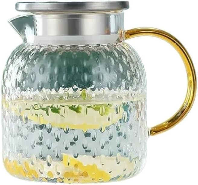 Water Pitcher Glass Water Pitcher with Filter Lid and Pouring Spout Heat Resistant Glass Carafe for Hot Cold Beverages Homemade Ice Tea Bottle Iced Tea Carafe(1.5L)