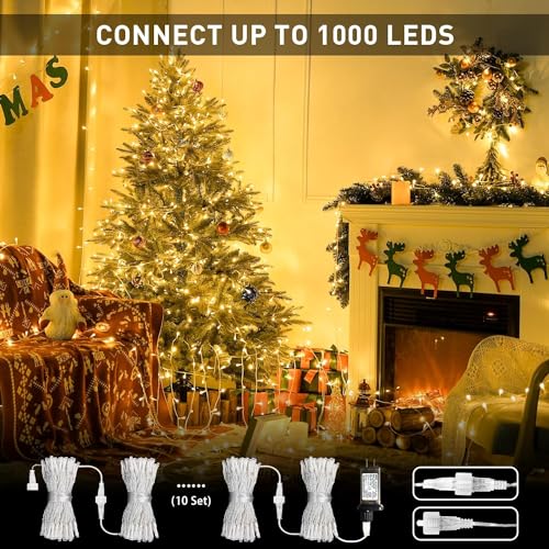 Connectable 250 LED Warm White Christmas Lights Indoor Outdoor (91.5 Foot)