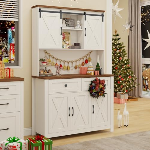 67.7 Inch Farmhouse Pantry Storage Cabinet with Sliding Barn Doors