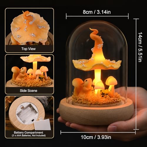 Mushroom Lamp in Glass Dome