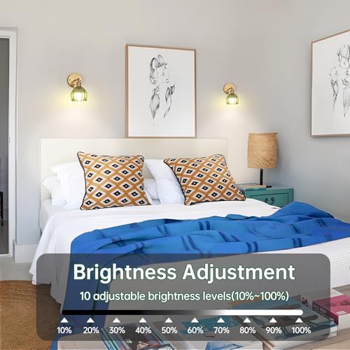 Vintage Battery Operated Wall Sconce with Green Tulip Glass Lampshade 5000 mAh Rechargeable Battery Powered Wall Light with Remote Control for Bedside Bedroom Doorway (2 Count)