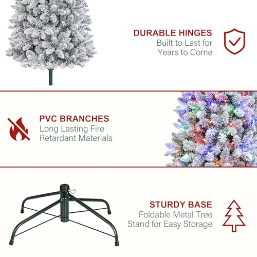 7.5 ft Prelit Snow Flocked Pencil Slim Christmas Tree