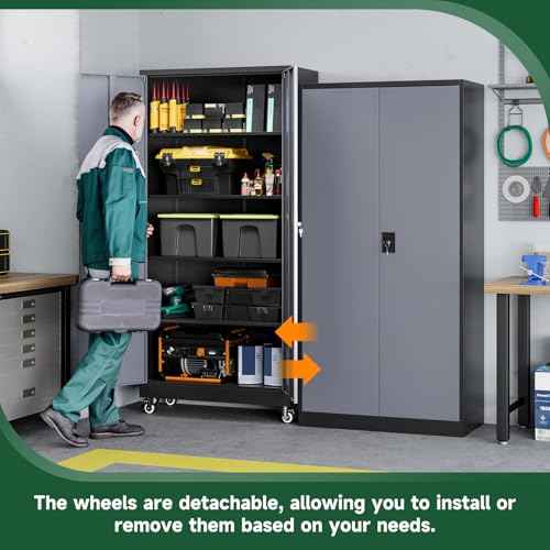 Metal Garage Storage Cabinets with Lock Door and Adjustable Shelves