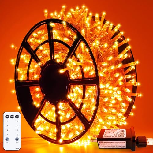 163FT 8 Modes 500 LED Orange Halloween Lights Outdoor with Remote (163 Foot)
