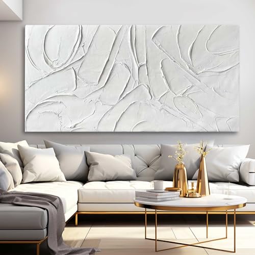 Oil Painting Art Wall Decor Pictures for Living Room Big Wall Artwork White Painting 29"x 58" Modern Abstract Wall Decor Bedroom Office Ready to Hang
