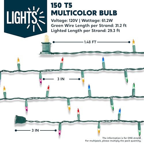 Multicolor Christmas String Lights (150 Count)