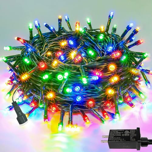 2 Pack Extendable Christmas String Lights Indoor Outdoor 200 LED Multicolor