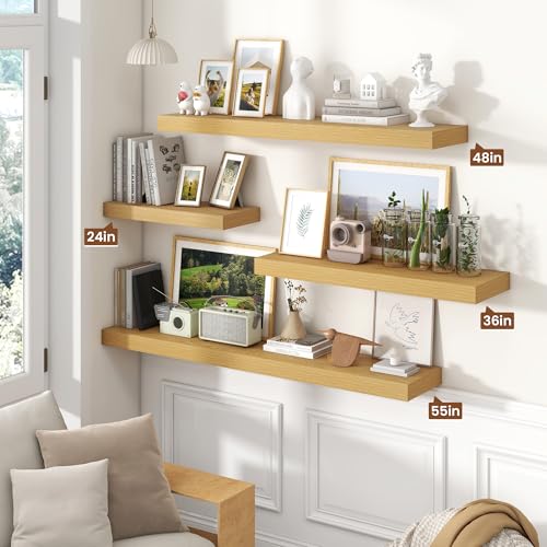 Floating Shelves 47.2" W x 10.3" D Oak Set of 1