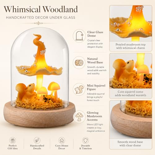 Mushroom Lamp in Glass Dome