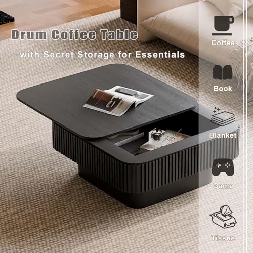 Square Small Coffee Table with Storage