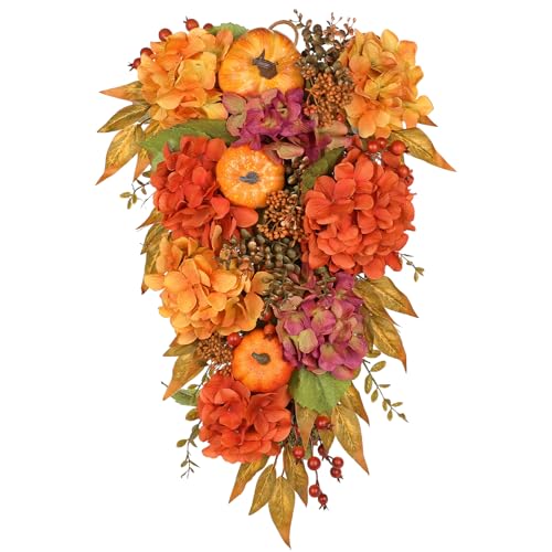Hydrangea Pumpkin Teardrop Swag