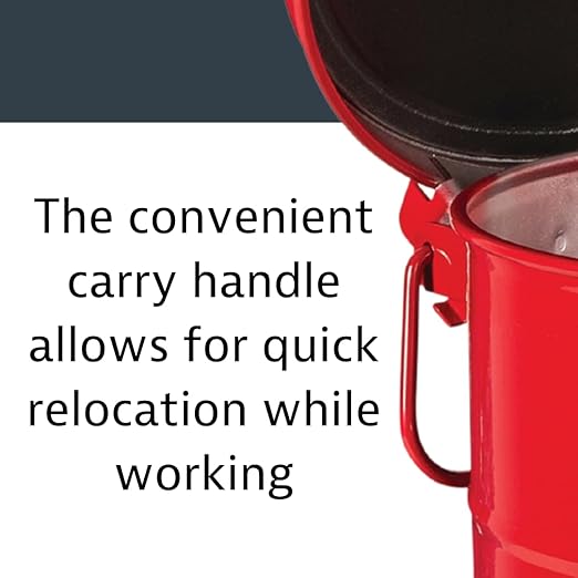 Justrite 14 Gallon Galvanized Steel Oily Waste Can, 20" x 16" Metal Oil Rag Safety Can with Foot Operated Self-Closing Lid for Oil Rag Disposal, Made in The USA, Red, 09500