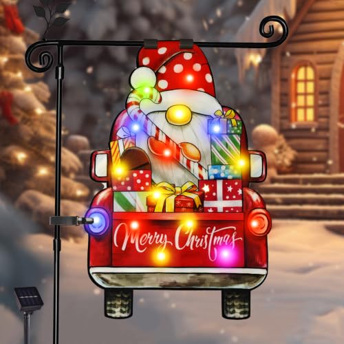 12x18 Lighted Christmas Dwarf Garden Flag