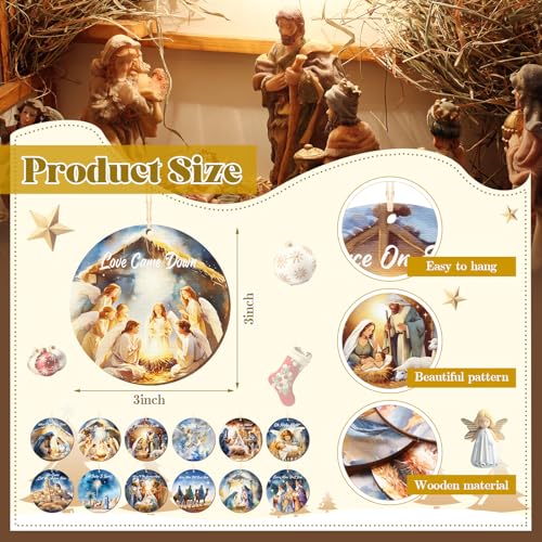 60 Pcs Christmas Ornaments Nativity Scene Wooden (60 Count)