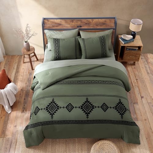 Embroidery Full Size Comforter Set 7 Pieces Western Bed in a Bag