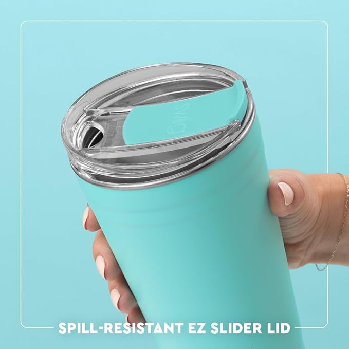 Swig Life 24oz Party Cup, Stackable Insulated Travel Coffee Tumbler with EZ Slider Lid, Cup Holder Friendly, Stainless Steel 24 oz Tumbler, Reusable Coffee Mug (Saturdays in Columbus)