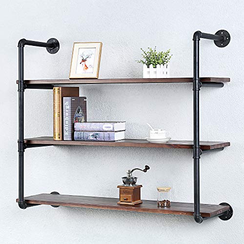 Industrial Pipe Shelves With Wood Planks