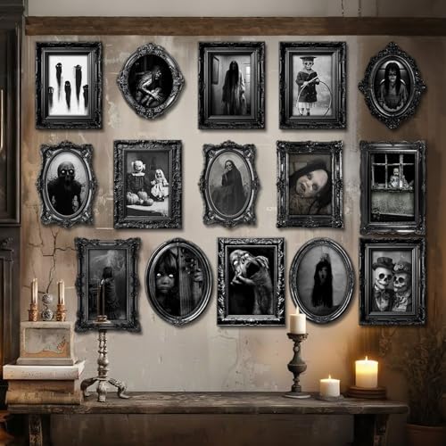 15 Halloween Gothic Creepy Skull Photos Haunted Horror Picture Frame (15 Count)