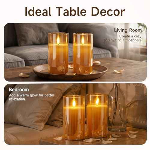 Amber Glass Flameless Candles (2 Count)