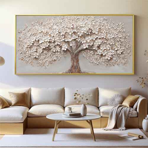 Gold Framed Large Modern Canvas Wall Art Decor Prints Oversized Wall Art Pictures for Living Room Tree of Life Wall Art Prints Artwork for Walls Bedroom Office 29" X 58"Printed Decorative Painting
