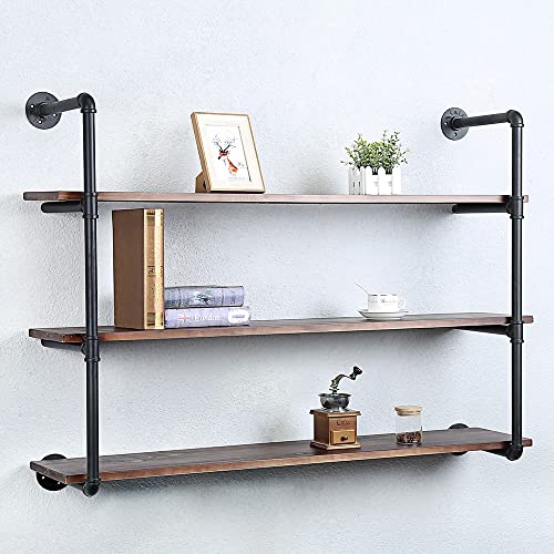 Industrial Pipe Shelves With Wood Planks