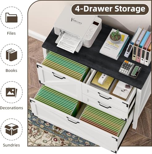 4 Drawer Wood Lateral File Cabinets for Home Office