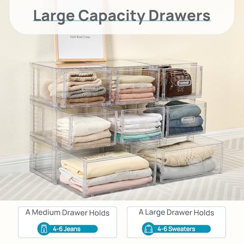 5 Pack Large & Medium Storage Stackable Drawers Set (5 Count)
