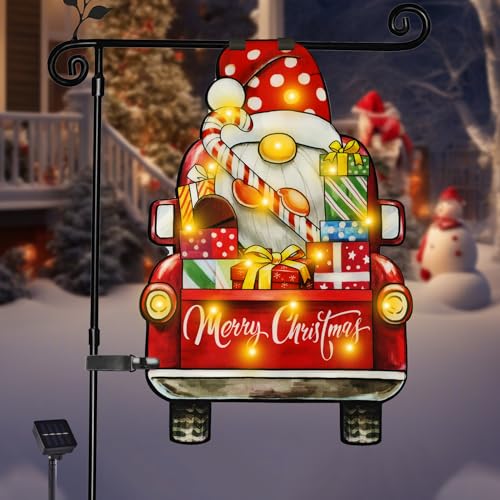 12x18 Lighted Christmas Dwarf Garden Flag