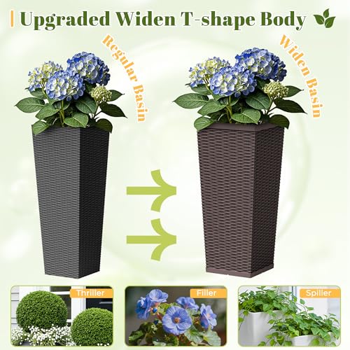 30" Front Porch Resin Rattan Tall Planters 2 Pack (2 Count)