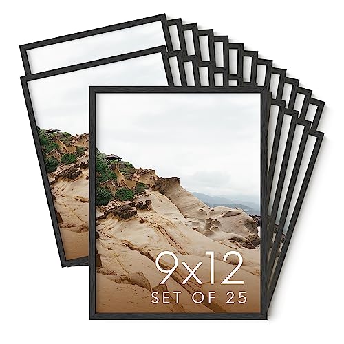 9x12 Black Oak Wood Picture Frames Set of 25