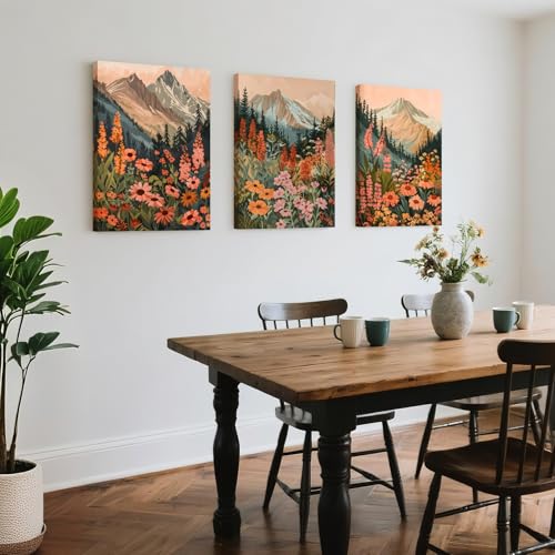 Framed Mountain Wildflower Wall Art Set of 3 (3 Count)