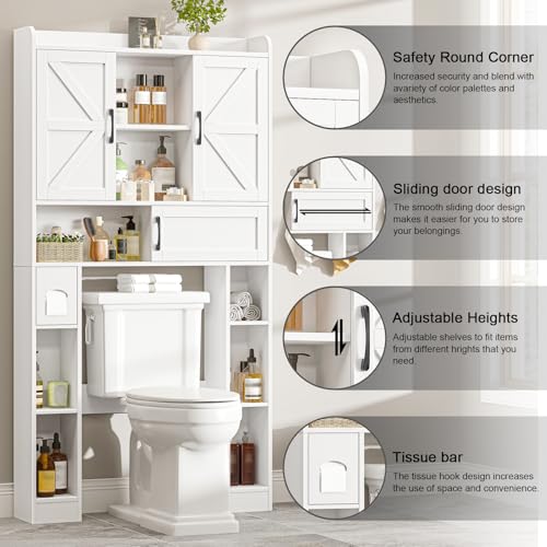 Over The Toilet Cabinet with 2 Barn Doors & Sliding Door